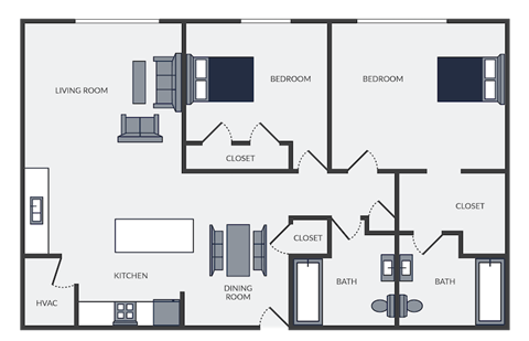 2 bedroom 2 bathroom apartment floor plan